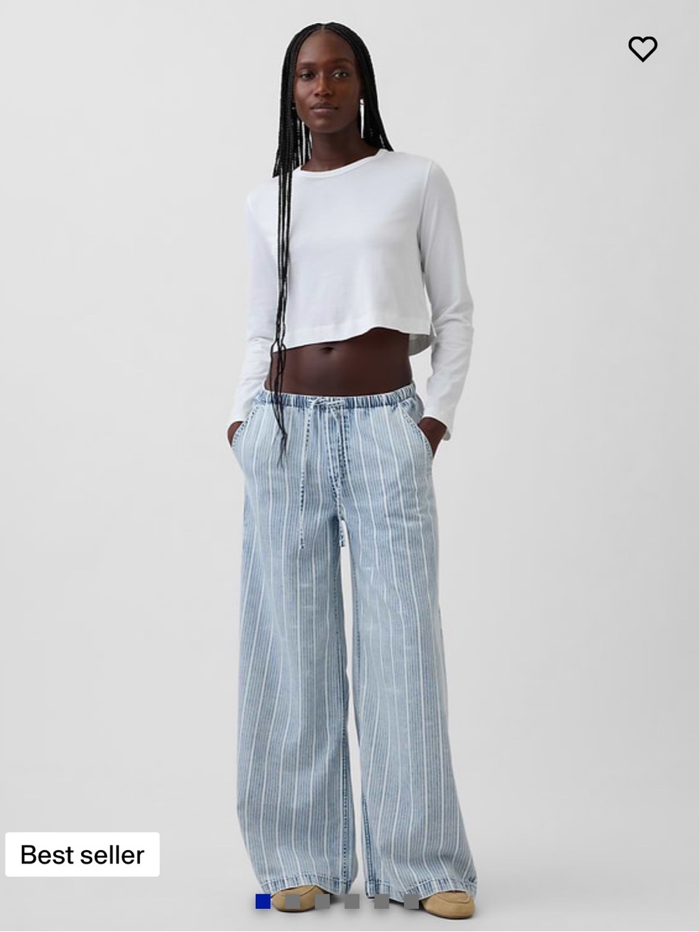 GAP Light Blue and White Striped Wide-Leg Pants